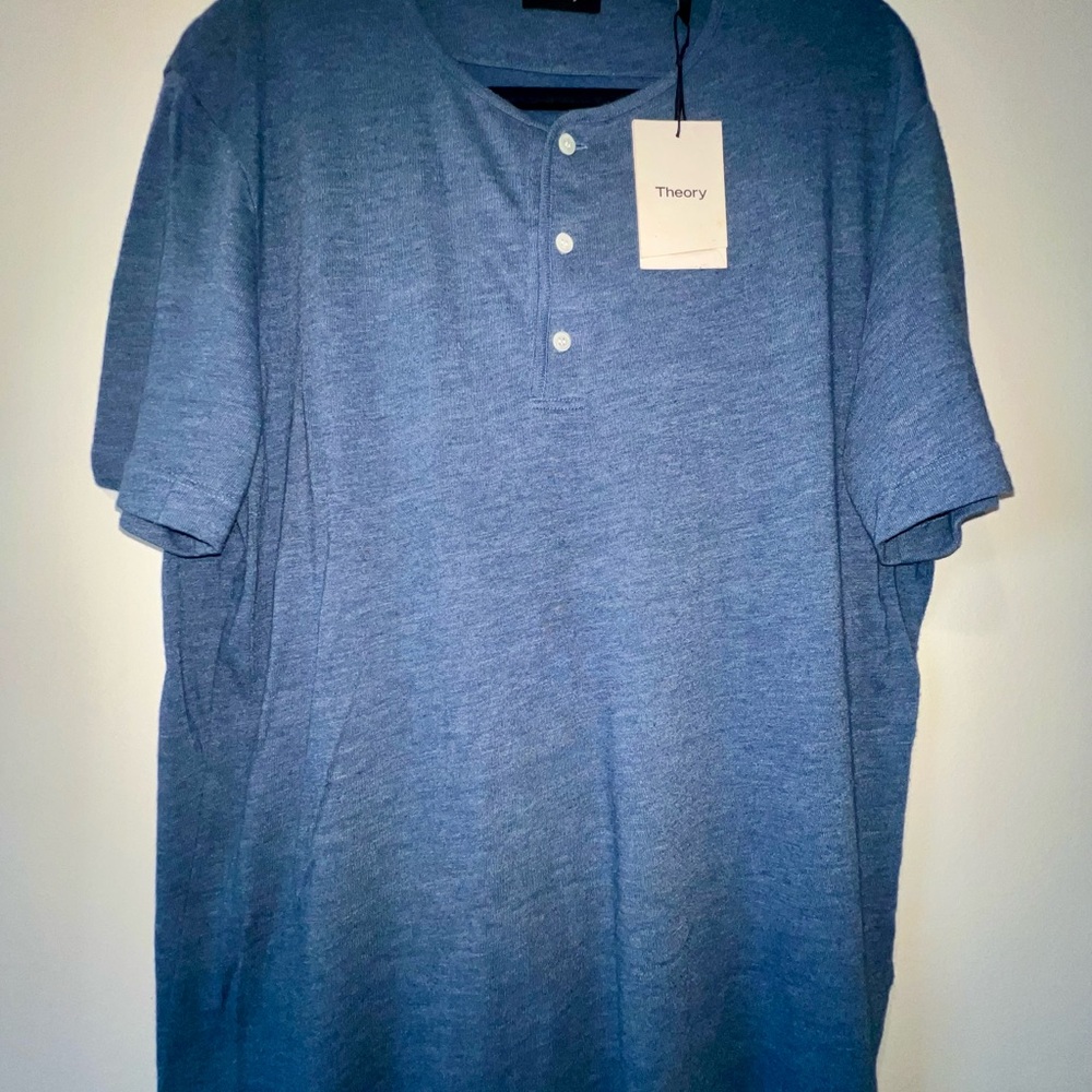 Theory Men's Bound Henley in Light Infigo
